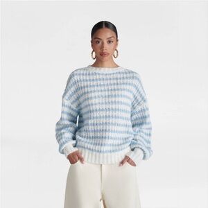 KBB by Kahlana 'Oversized Drop Shoulder Crewneck Pullover sweater' Cream/Blue S